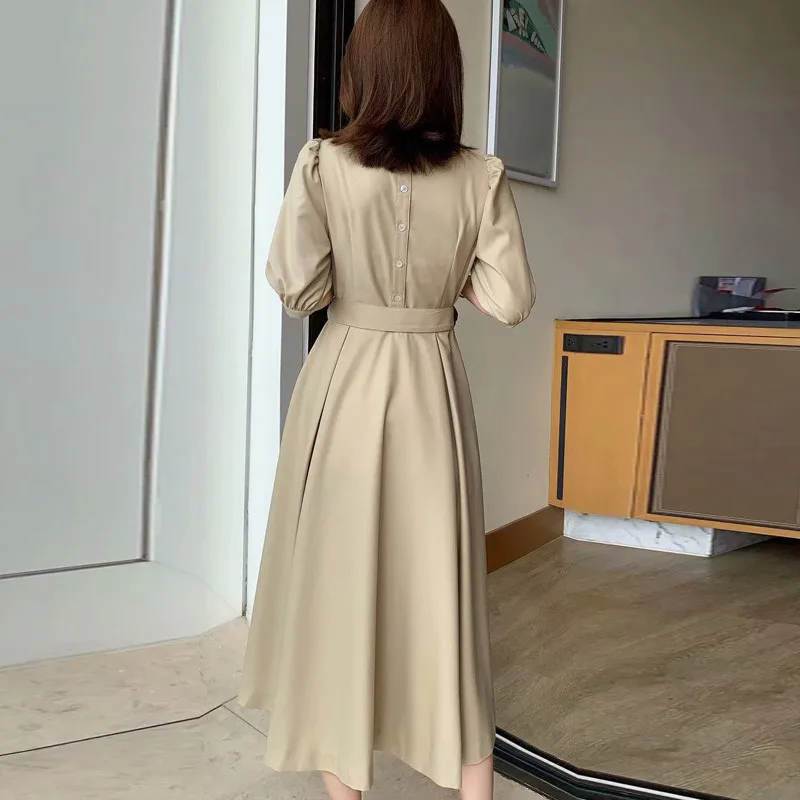 Женское платье с коротким рукавом подиумное однотонное Повседневное до середины