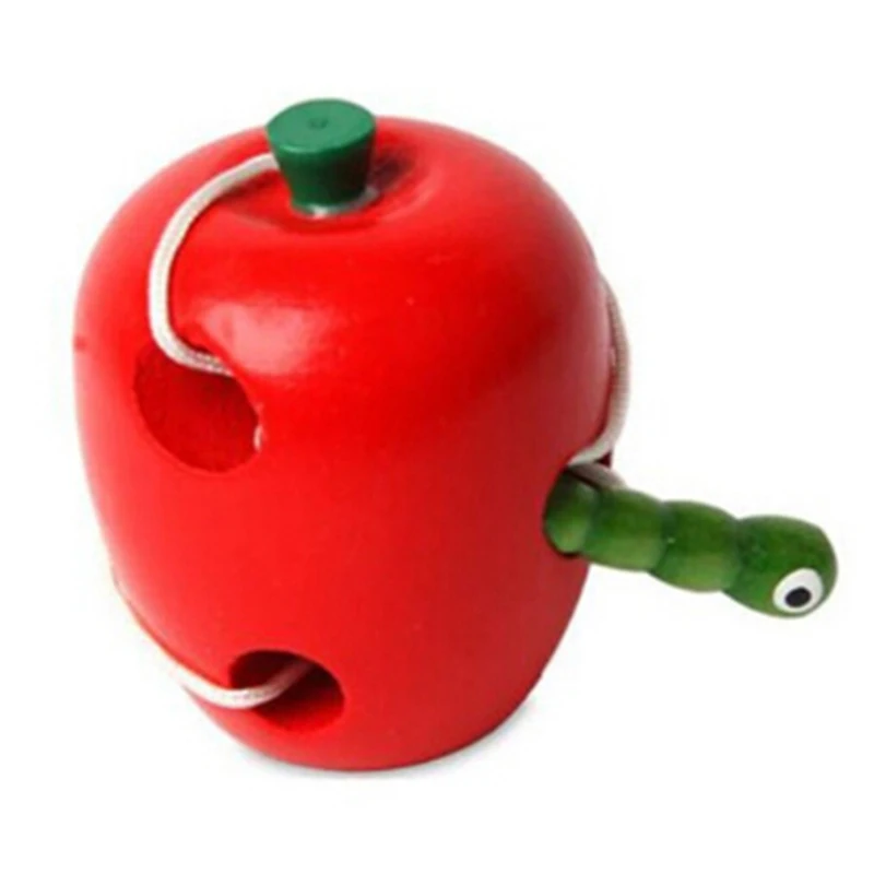 

Classic Toys For Children Wooden Educational Toys Funny Toy Worm Eat Fruit Apple Pear Baby Toy Gift Early Learning Puzzles