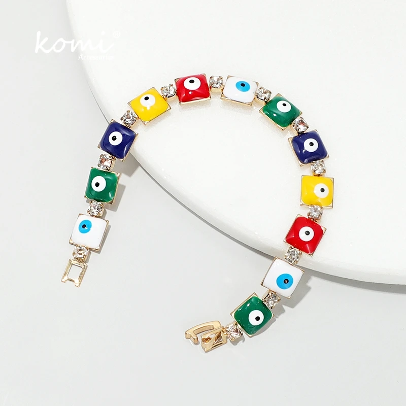Коми Бохо модные глаза сглаза браслет Красочные капли Стразы Кристалл Сплав