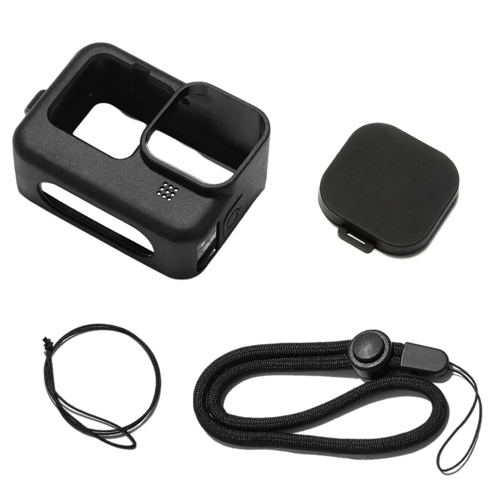 

Silicone Protective Case For GoPro Hero 9 Accessories Kit Lens Cap Hand Strap Sleeve Housing Case Frame With Lanyard Accessory
