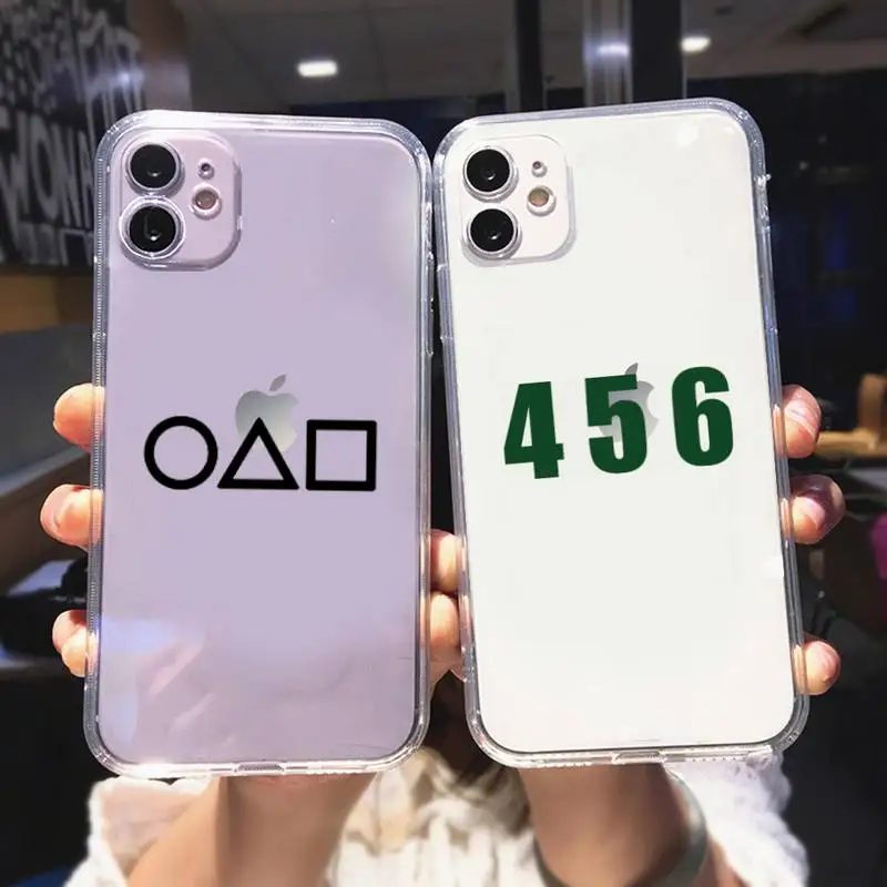 

Squid Game TV 456 Phone Case For iPhone 11 12 Mini 13 Pro XS Max X 8 7 6s Plus 5 SE XR Transparent Shell