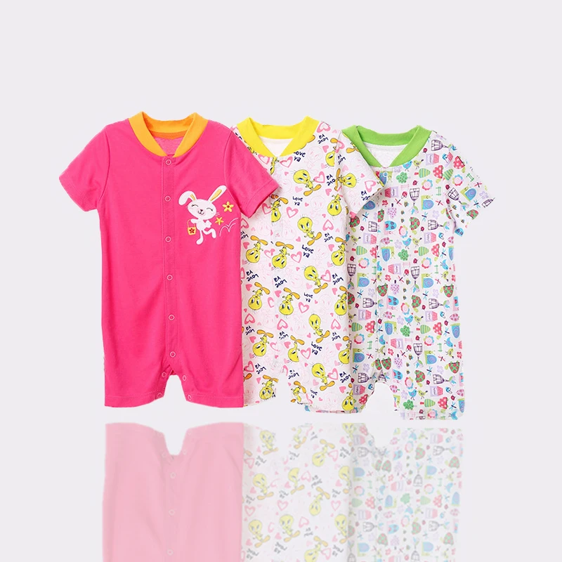 3 шт./лот боди для новорожденных с коротким рукавом и случайным рисунком одежда