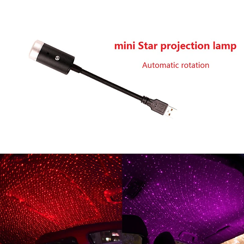 USB звездное небо автоматическая Вращающаяся лампа автомобильный атмосферный