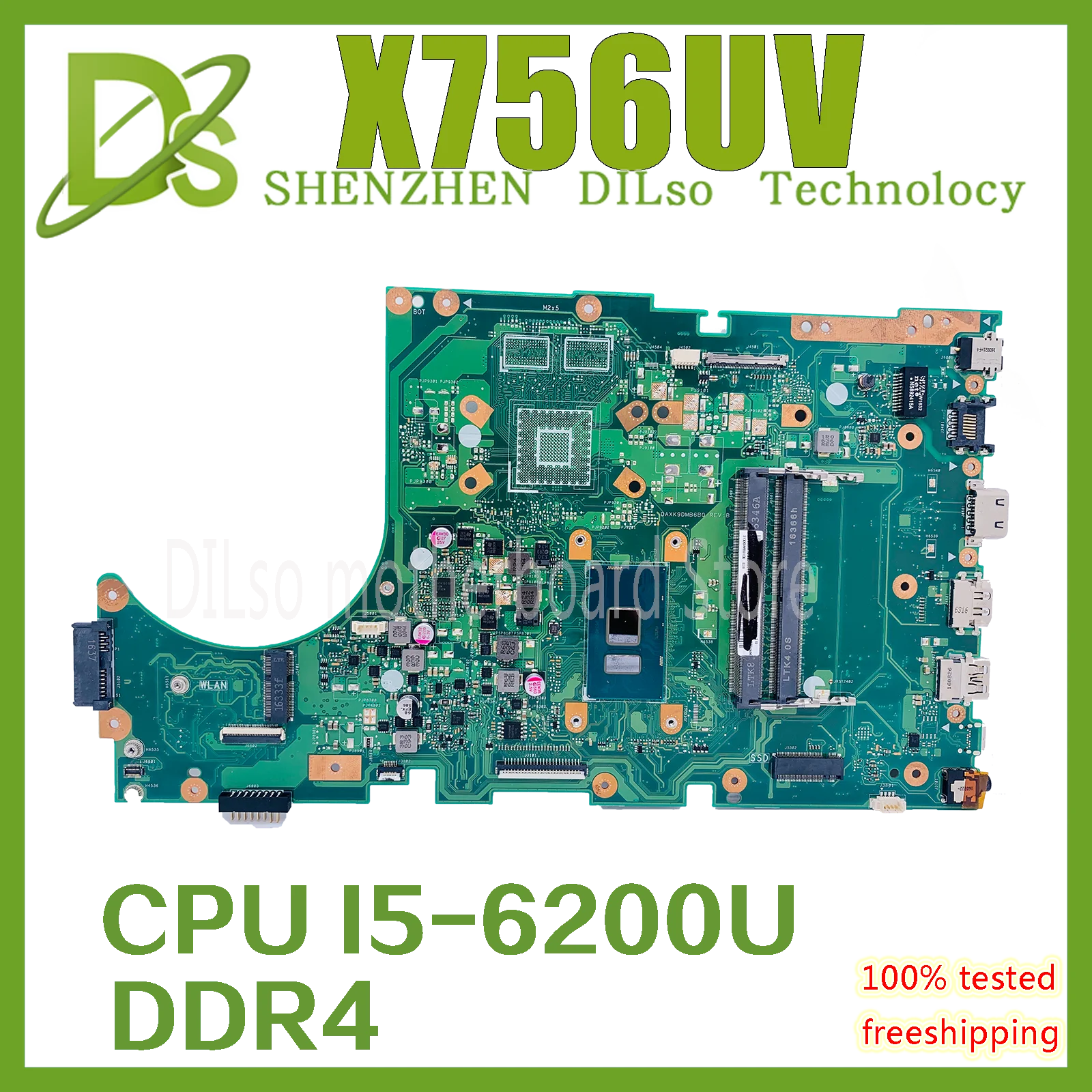 

KEFU X756UAM Motherboard For Asus X756UV X756UJ X756UAK X756UA X756UXM X756UQK X756UW Laptop I5-6200U CPU DDR4/DDR3 100% Test OK