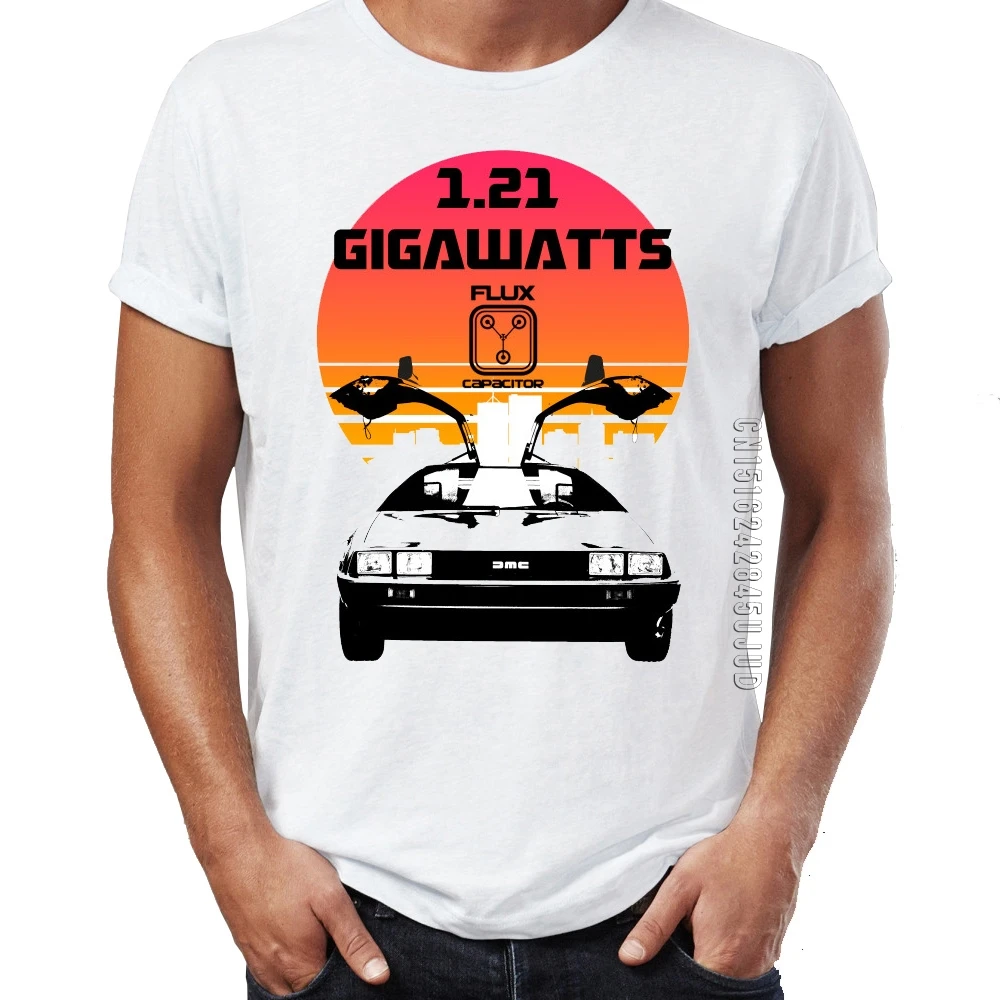 

Men 100% Cotton T Shirt Adult Back To The Future DeLorean Time Traveling Car DMC-12 Funny Badass T-shirts Graphic Tops & Tees
