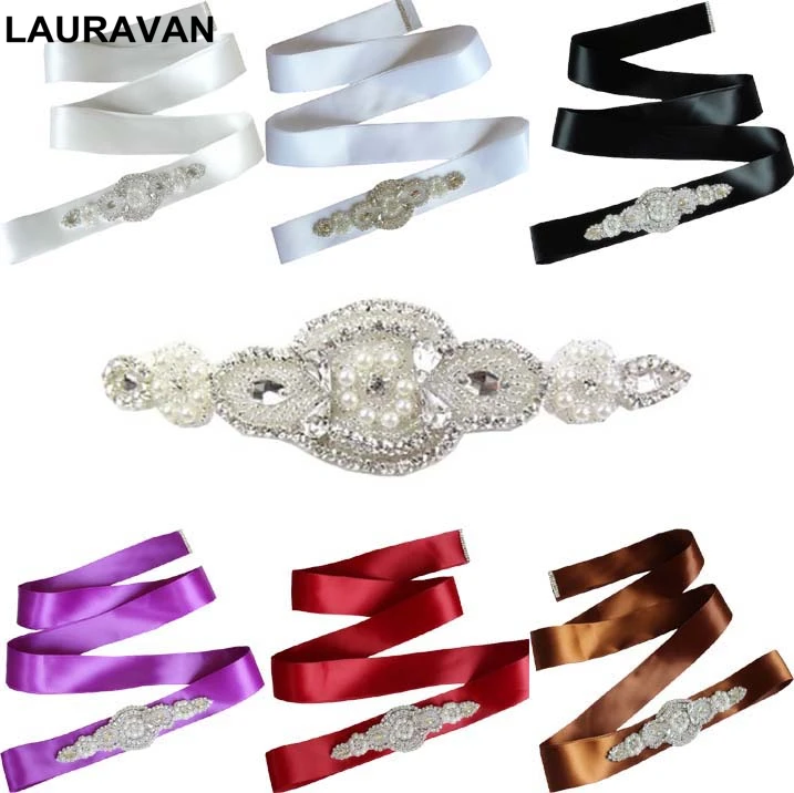 Белый черный винно красный свадебный пояс Стразы с бусинами Серебряный