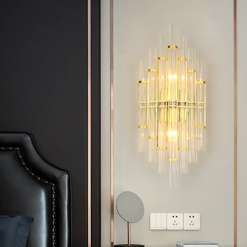 FKL Современные хрустальные Настенные светильники Золотой минималистичный