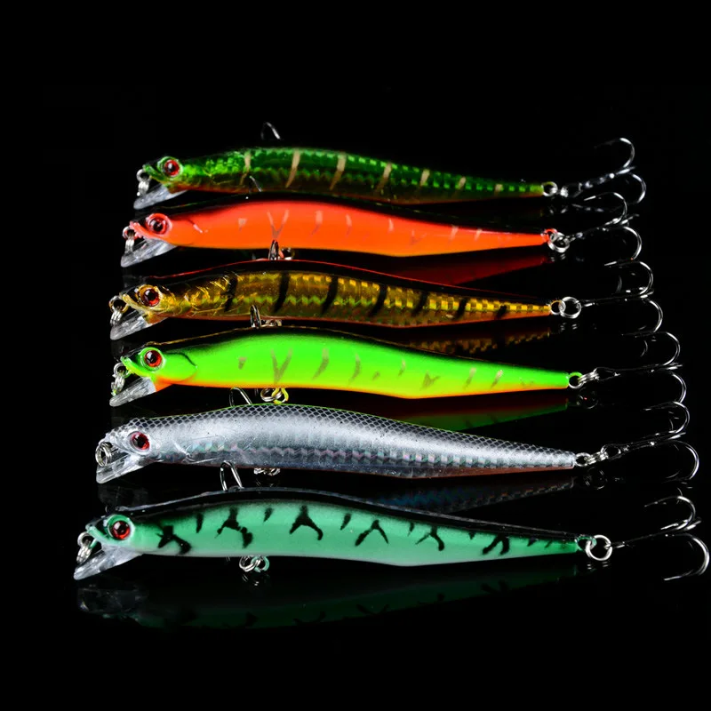 

6Colors 10g/12cm Minnow Artificial ABS Plastic Hard Bait 6# With Hook Wobbler 3D Eyes Diving Depth 0.5-1.5M Bionic Bait Fishing