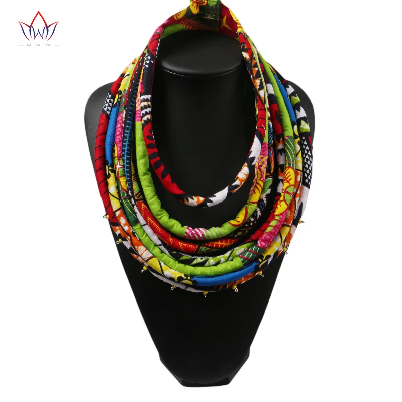 

2020 Vibrant Neon Colorful Beaded Ankara Bib Necklace African Multi Strand Necklace African Corded Necklace For Women WYB167