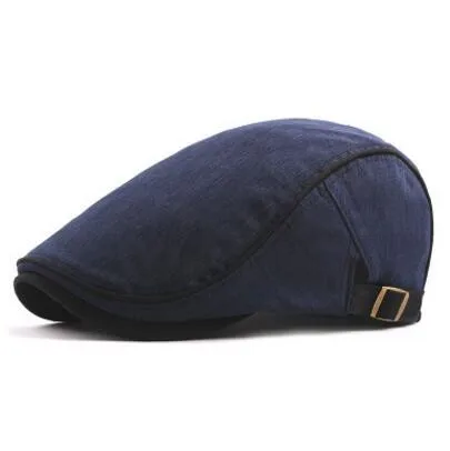 navy blue XdanqinX новые мужские хлопковые береты унисекс Британская мода язычок кепки, Кепка с задней застёжкой регулируемый размер женские тренд классические шапки - Цвет: navy blue