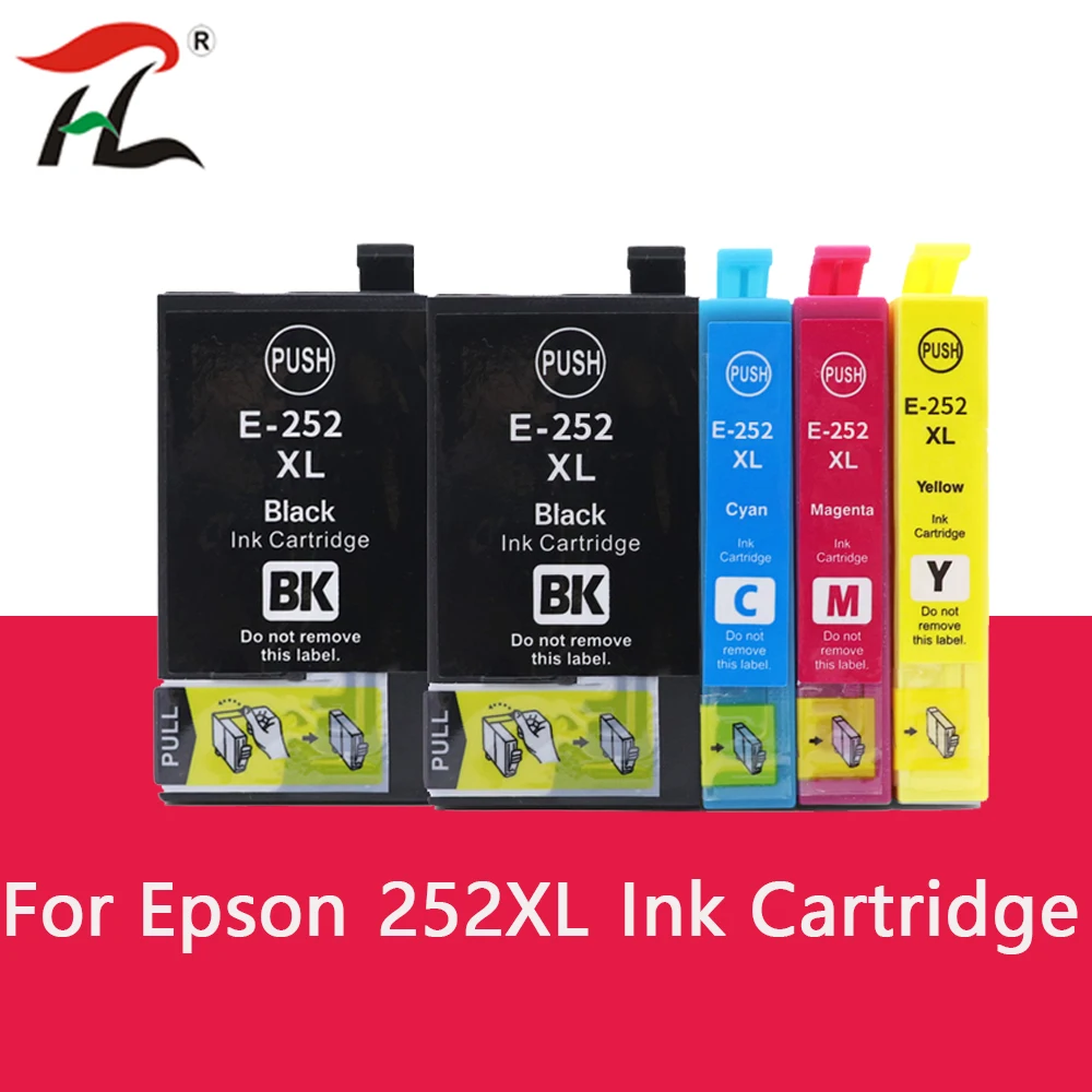 

HTL 5PK Compatible ink cartridge T252XL 252XL Replace for Epson T252 T2521 WorkForce WF-7110 7210 3620 3640 7610 7620 7710
