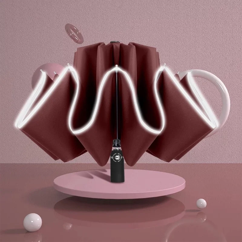 

Mi Umbrella Automatic Umbrella LED Automatic with Reflective Strip 3 Fold Upside Down 10 Edge Ultraviolet Umbrella
