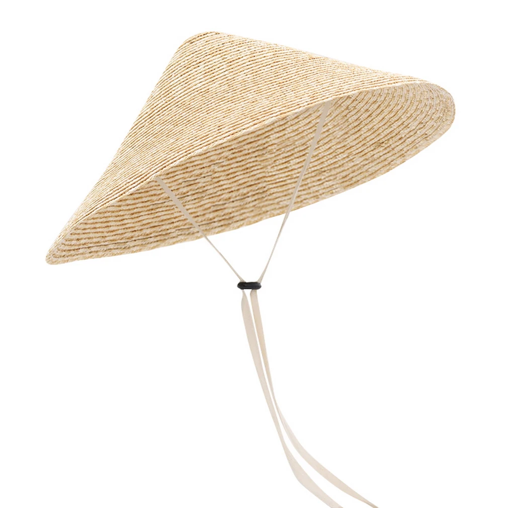 

Womens Summer Hats Handmade High Quality Wheat-straw Bamboo Cone Sunshade Hat Rain Cap Straw Summer Hat For Women Large Brim