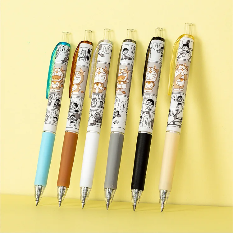 

30 pcs/lot Kawaii Doraemon Press Gel Pen Cute 0.5mm black ink Signature Pens School writing Supplies Promotional Gift