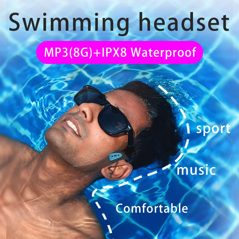 

Wireless Bluetooth 5.0 Earphones Outdoor Bone Conduction Headset Swimming Painless and Ipx7 Waterproof Suitable for Apple Huawei