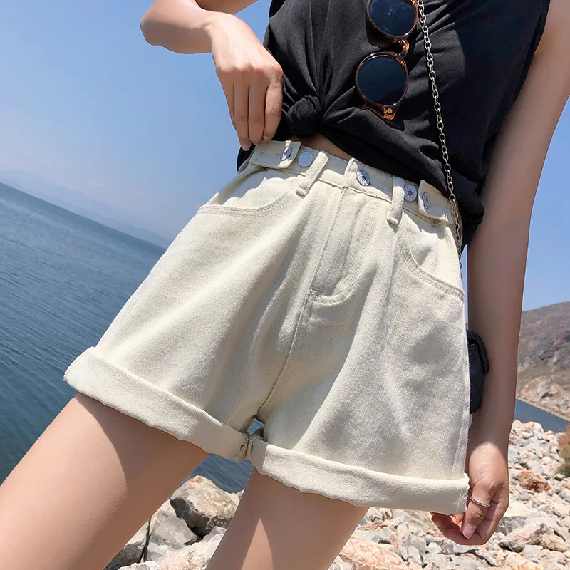 DenimShortsSummerNew Row Mouth Корейская версия высокая талия хит продаж тонкие широкие