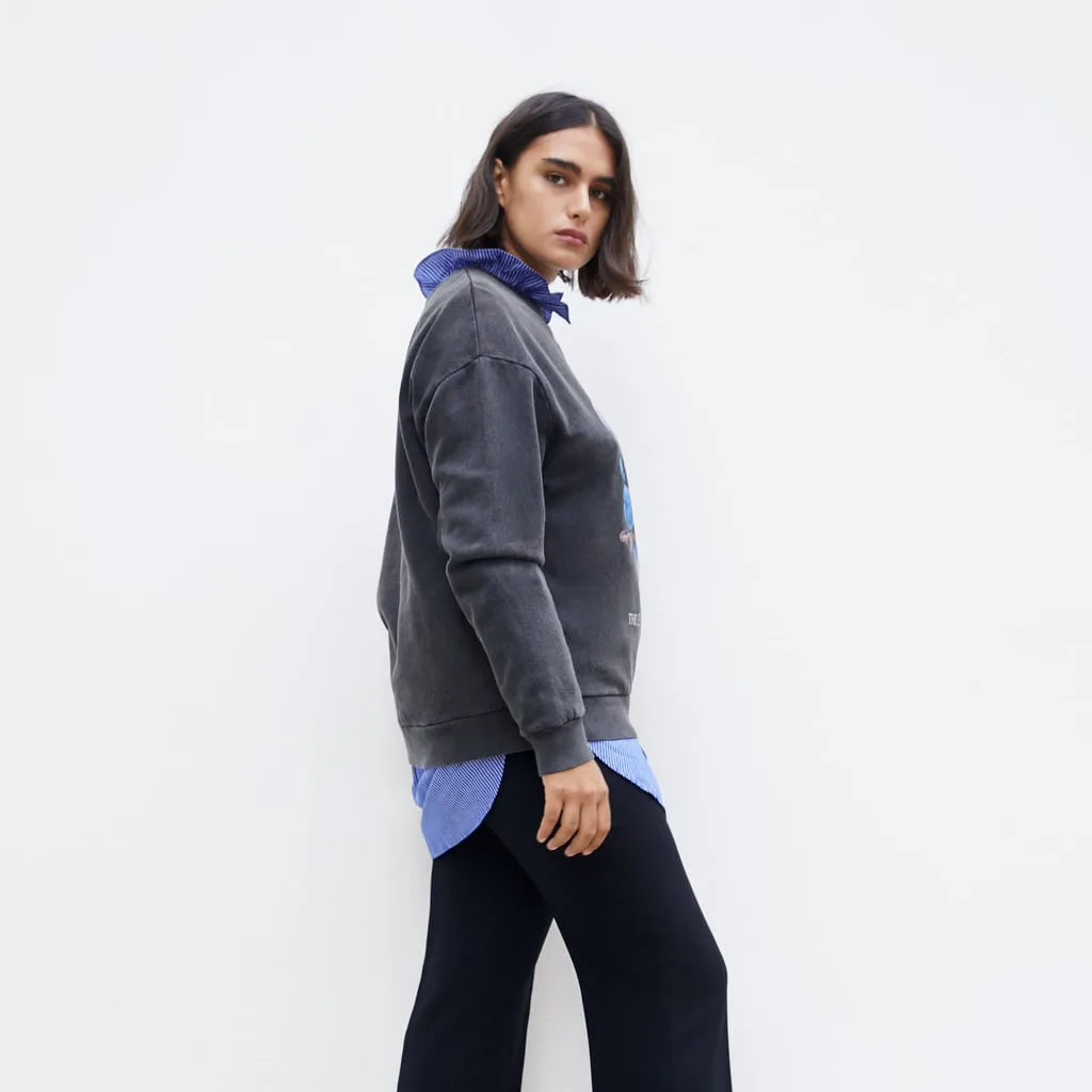 ZA Fashion ET серый капюшон Женская Осенняя одежда модные свободные повседневные милые пуловеры в консервативном стиле уникальный дизайн