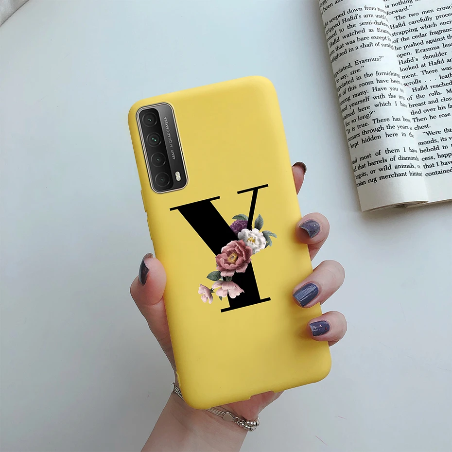 Чехол для Huawei Y7A мягкий черный чехол из ТПУ с буквами и цветами 2020 дюйма - купить по