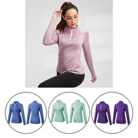 useful sport wear odor resistant stylish workout zip up long sleeve top yoga top workout top