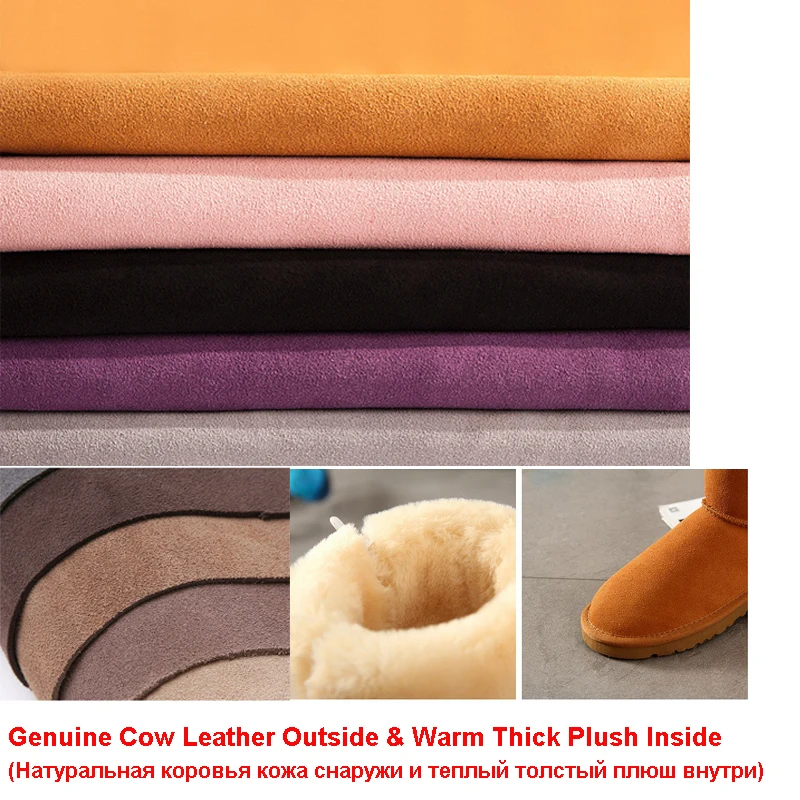 Женские Водонепроницаемые сапоги из натуральной воловьей кожи теплые зимние до