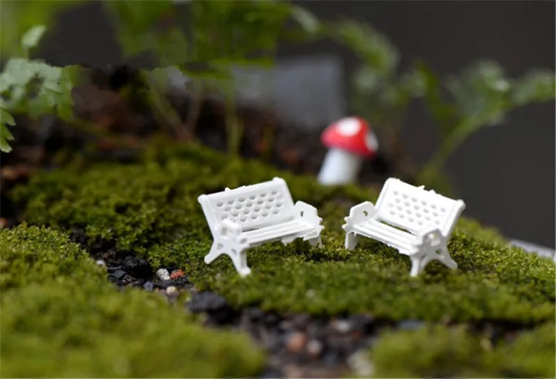 Популярные мини белые скамейки сказочные кукольные стулья Террариум мох Декор