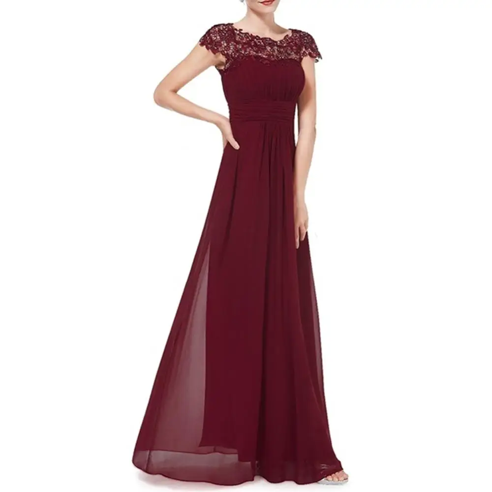 50% Dropshipping!!Elegant Ladies Lace Flower Backless Solid Color Evening Party Long Maxi Dress