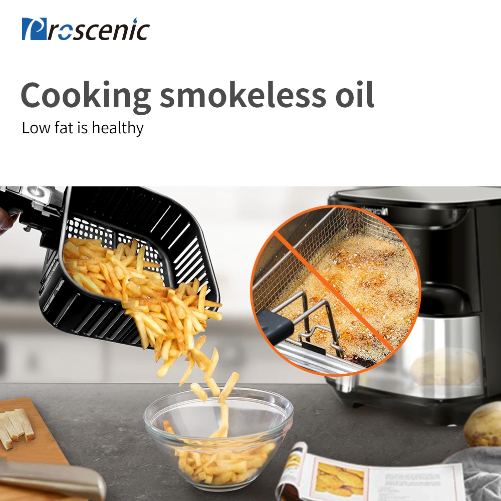 Проксеник Т21 Аэрофритюрница 5,5 литра Безмасляное приготовление для жарки Здоровая фритюрница Пицца Смарт Тач ЖК дисплей.