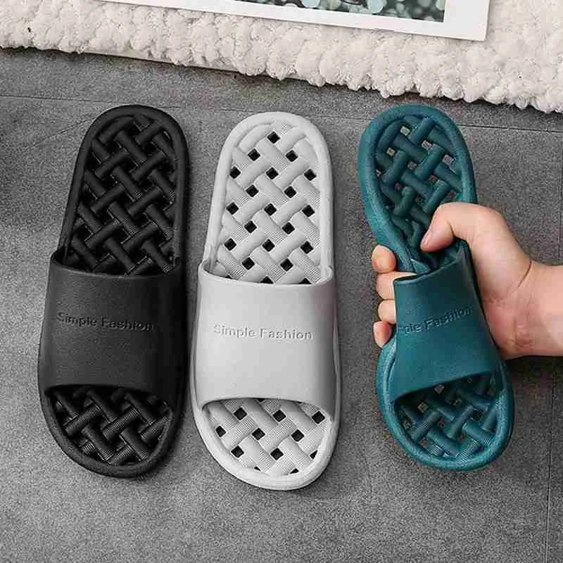 Summer Indoor Slippers Floor Flat Shoes For Women Men PVC Flip Flops Female Non-slip Bathroom Home Slippers Zapatillas De Hombre