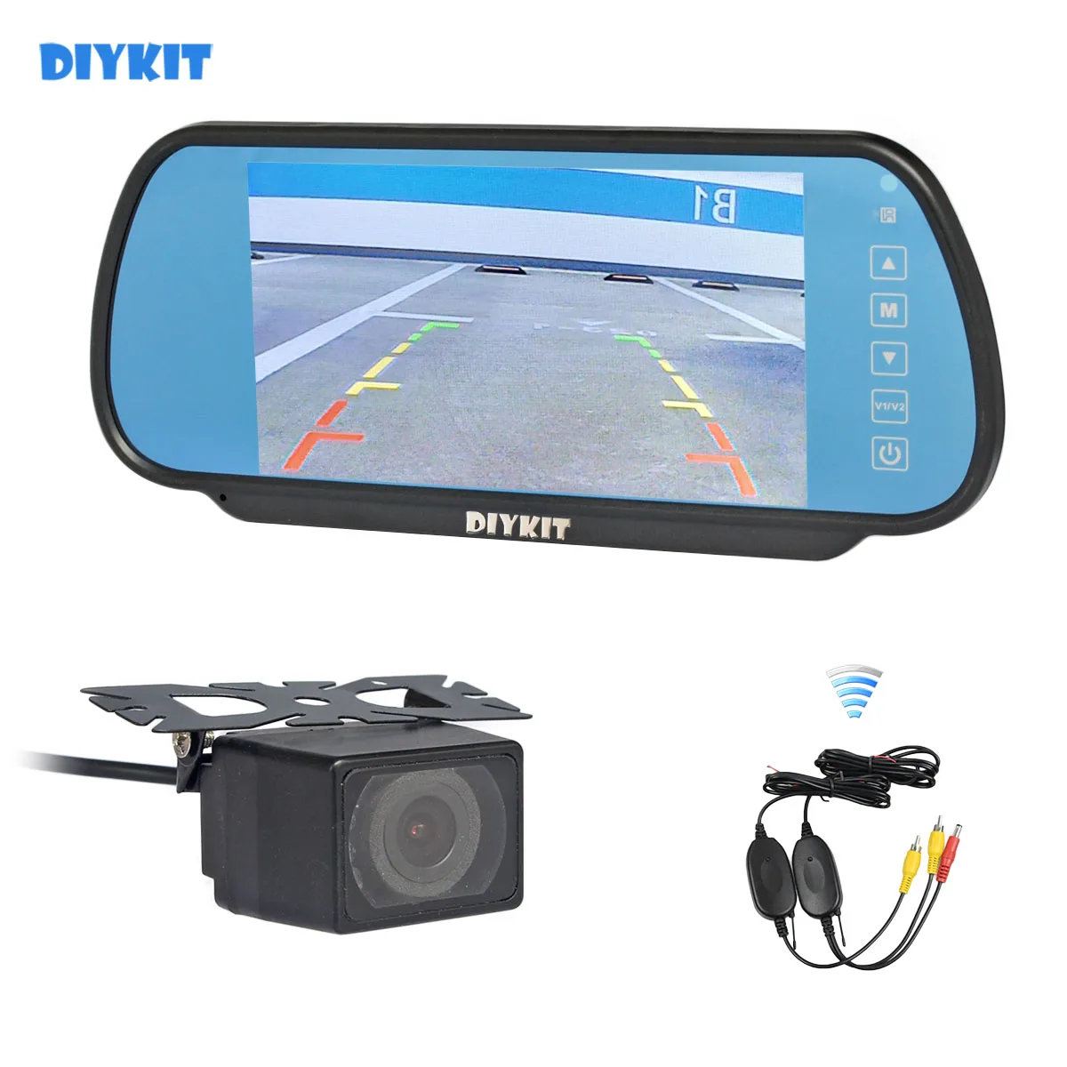 DIYKIT беспроводной 7 дюймовый ЖК дисплей зеркало заднего вида автомобильный