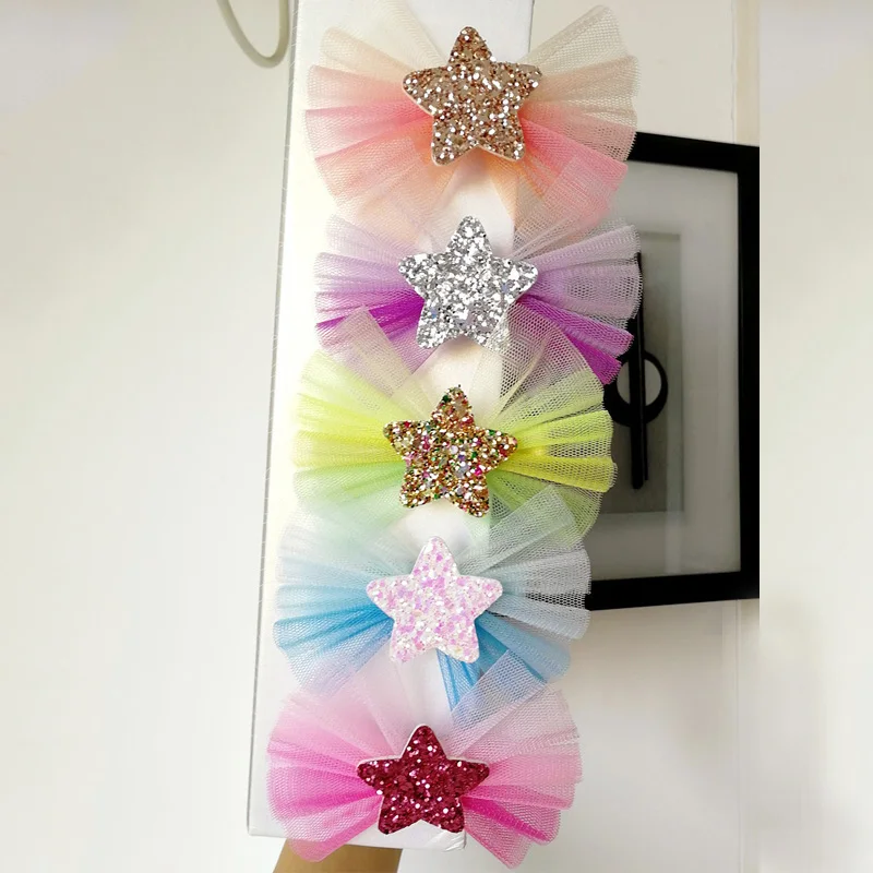 5 шт. Корейская сетка облако Радуга заколки для волос любовь сердце звезды