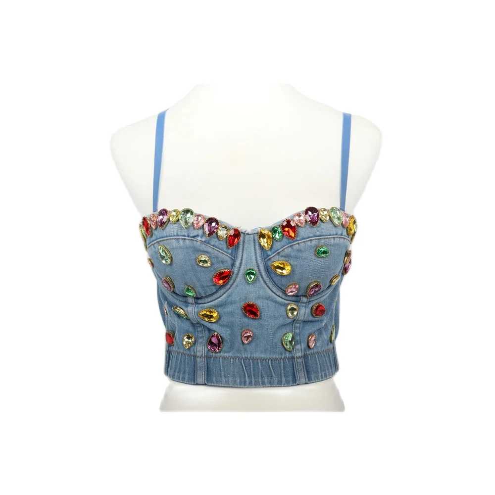 CIEMIIL новый летний женский Ретро Модный синий укороченный топ облегающий корсет