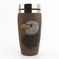 creative eagle head coffee cup 304 stainless steel water cup straight car coffee cup with lid leakproof accompanying cup
