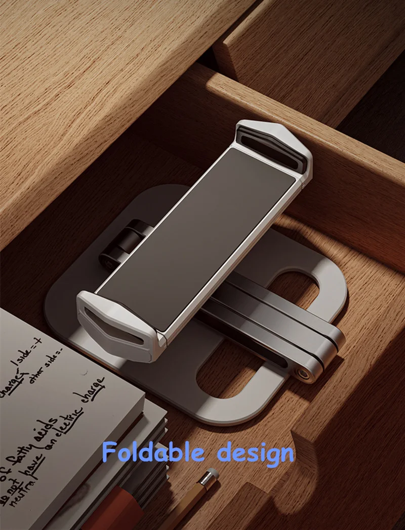 

Foldable Tablet Stand Three Shaft Design Multi Angle Adjustable Tablet Support Desktop Aluminum Hands Free Cell Phone Holder
