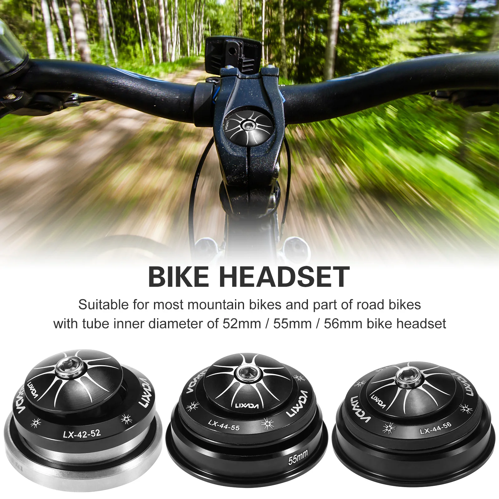 

LIXADA Bearing Headset CNC High Precision Machining Aluminum Bike Headset Heavy Duty Headset Cap Bearings Fork Bearings