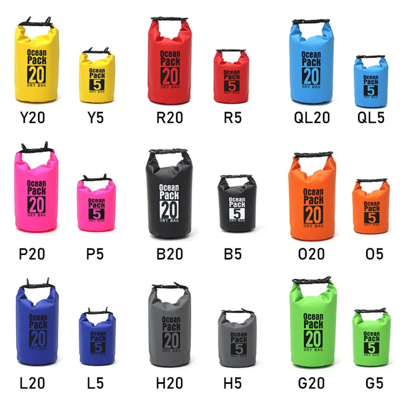 

5L 20L Backpack PVC Waterproof Backpack Portable Outdoor Sport Rafting Bag River Tracing Swiming Bucket Dry Bag