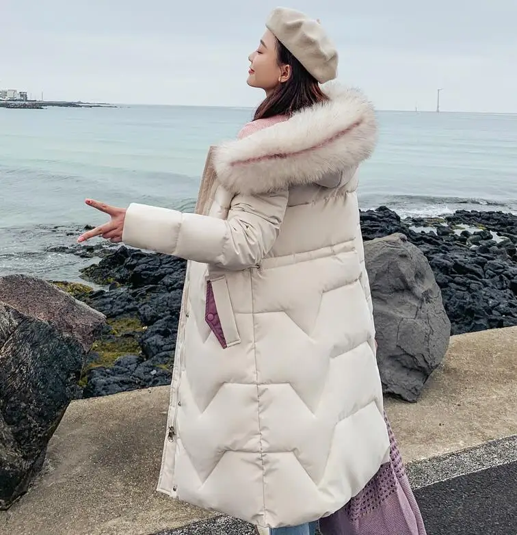 Winter jacket parkas 2019 Korean Women Slim Down cotton-padded jackets coat High Quality Women's Thick warm Hooded Long Coat