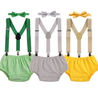 baby boys first birthday outfit cake smash strap clip bow tie opening ceremony stage performance daily wear pp pants