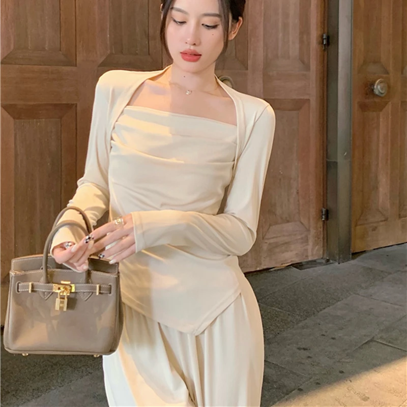 Женская Повседневная Свободная одежда шикарные топы и широкие брюки Осенний