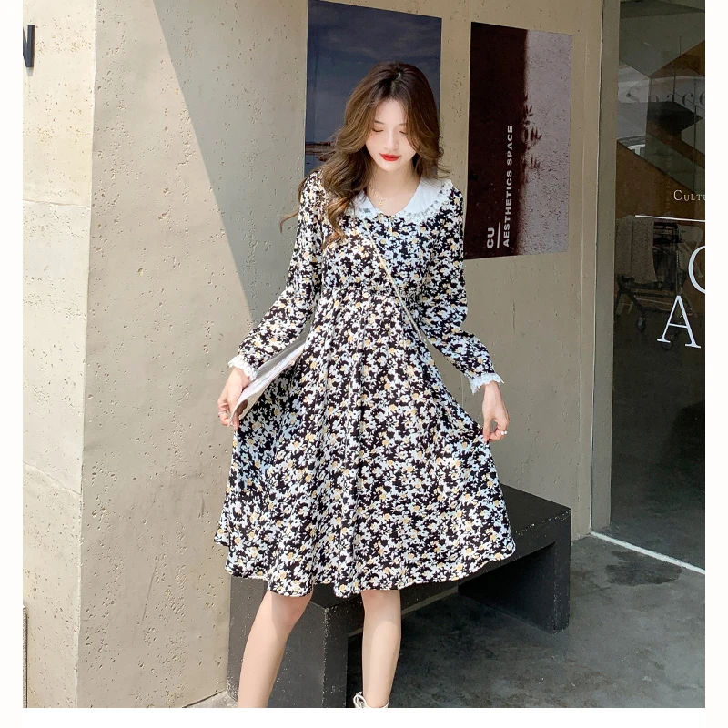 Женское осеннее платье с цветочным принтом Hebe &amp Eos винтажное корейское модное