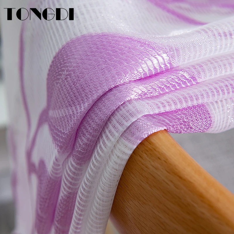 TONGDI белая Тюлевая занавеска с принтом элегантные листья цветочные волны