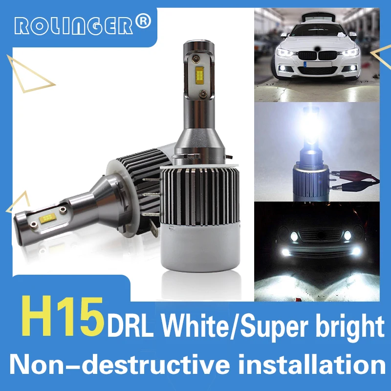 2 шт. H15 Светодиодный ные лампы для фар 72 Вт 6000K DRLs Canbus Volkswagen Golf 6/7 Mercedes Benz GLK GLA Audi Ford