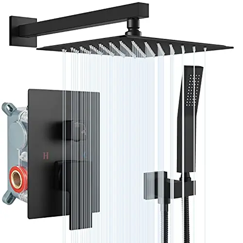 Матовая черная дождевая Душевая система 12 дюймов (около 30 4 см) Набор насадок для