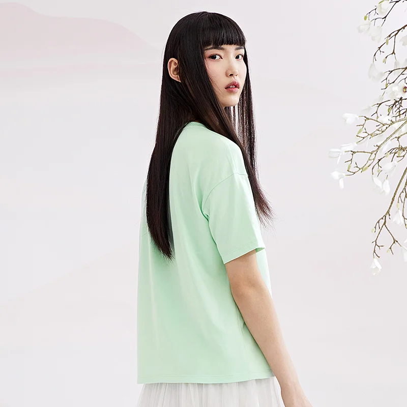 

SEMIR Summer Short Sleeve T-Shirts Women 2021 Loose Women'S National Trendy White Half-Sleeved Tops