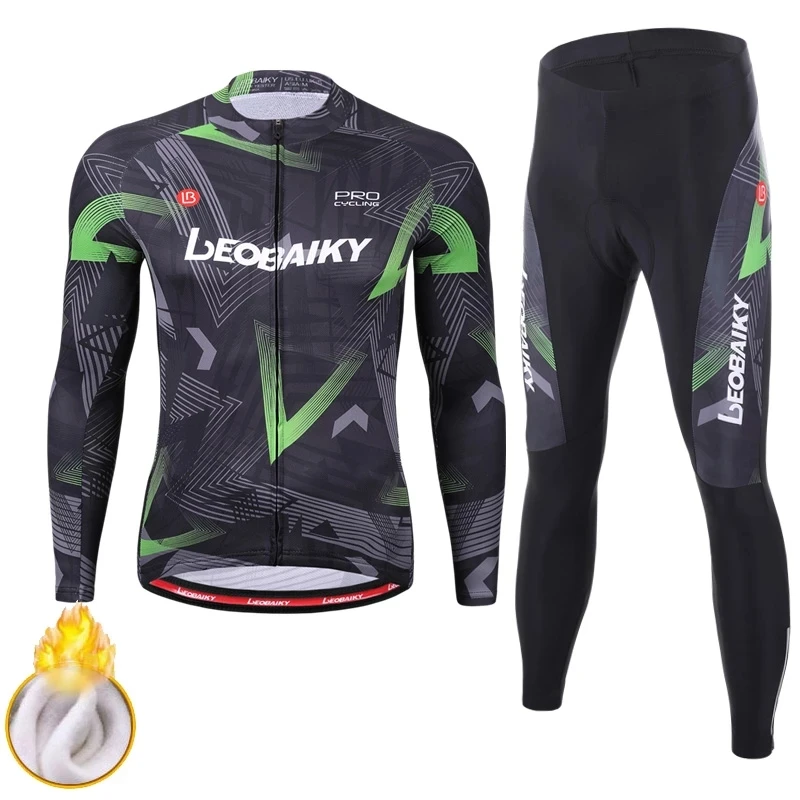 

Winter Cycling Clothing Men Racing Mountain Bike Sportswear Thermal Fleece Bicycle Jersey Set Mtb SkinSuit Ropa Ciclismo