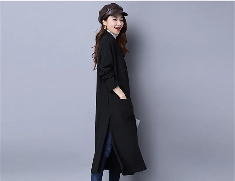 Винтажный бордовый женский тренчкот длинное пальто для женщин весенне-осенний