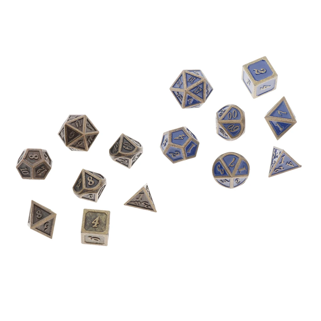 

14 шт. металла многогранные кости игры D4, D6, D8, D10, D10, D12 и D20 для настольные игры подземелий