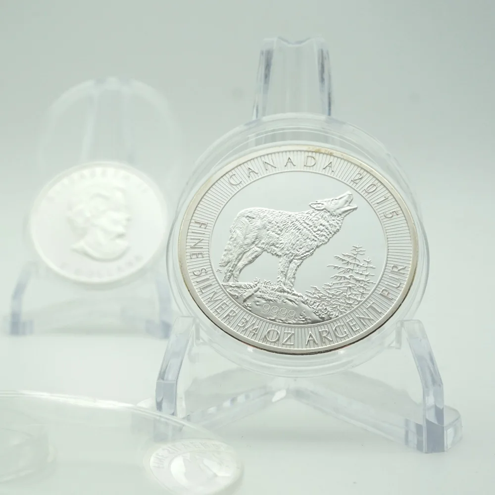 Посеребренная памятная монета в африканском стиле дикой природы и волка для