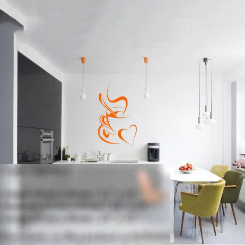 Съемная Наклейка на стену с изображением чашечки кофе виниловая наклейка Кафе