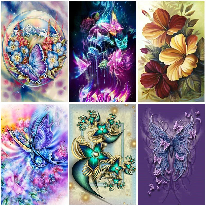 

DIY 5D Diamond Painting Butterfly Full Round Drill Diamond Embroidery Flowers Cross Stitch Kit Mosaic Rhinestone Home Decor Gift