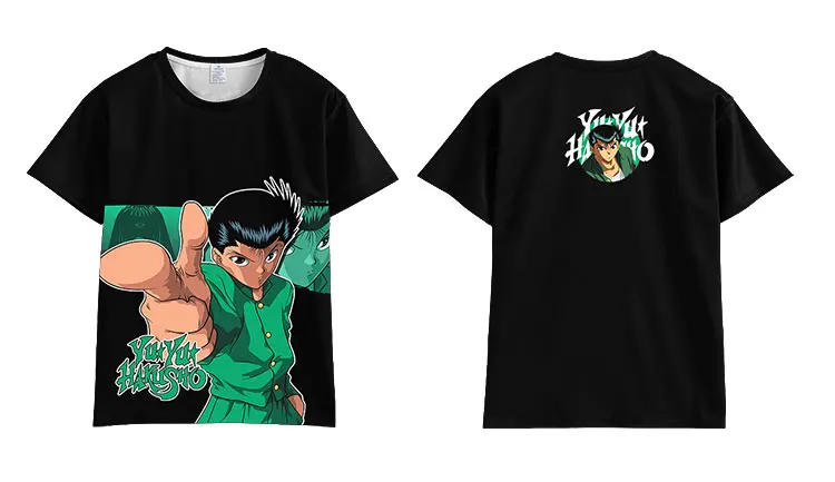 Японское аниме YuYu Hakusho Футболка мужская женская с коротким рукавом летнее платье мультфильм yu hakusho топы унисекс Harajuku футболка